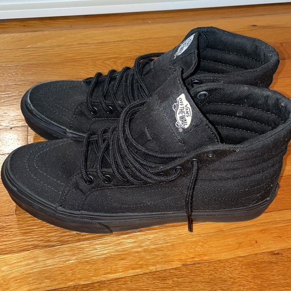 VANS: NEW: black on black canvas sk8 - HI women 7 - Picture 6 of 11